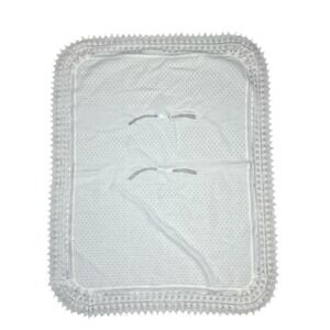 Vintage‎ Renzo Baby Blanket Lace Edged Bows Ivory Italy